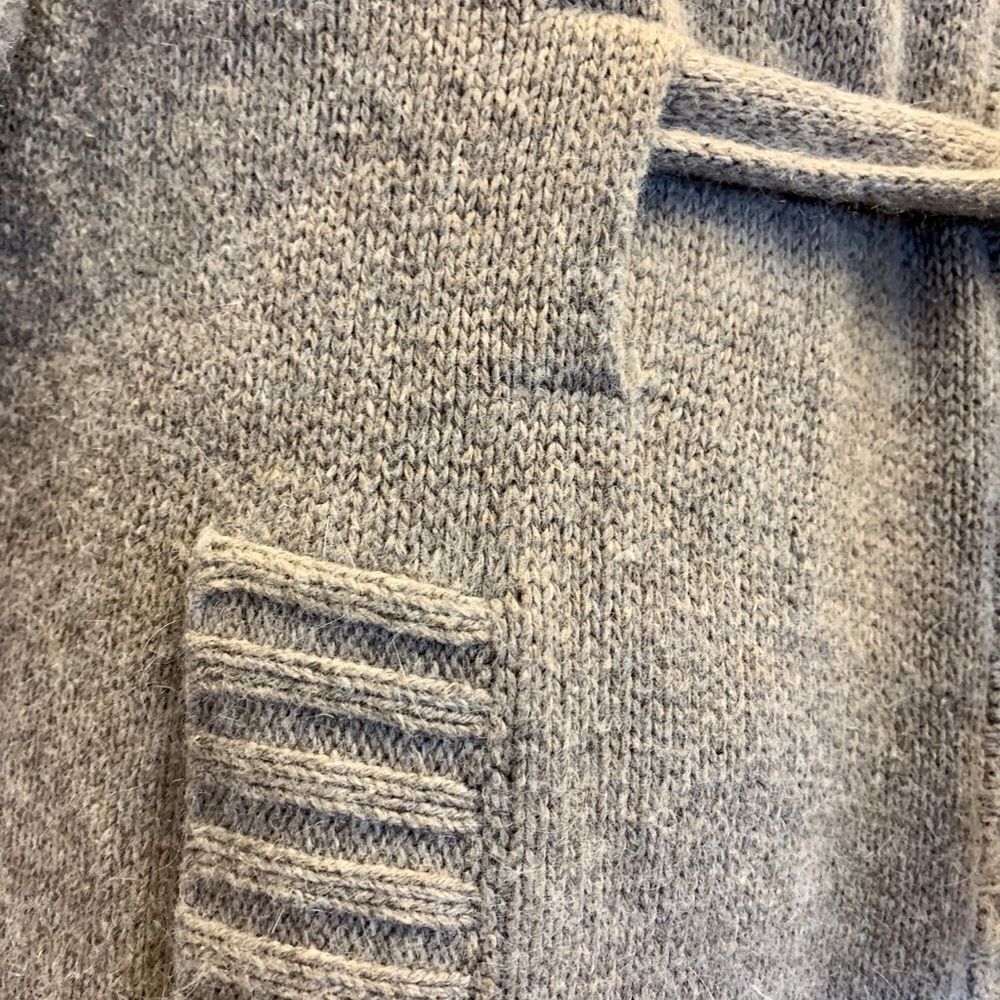BCBGMAXAZRIA Angora Blend Belted Sweater Coat Cardigan Beige Tan High Neck Size - Picture 5 of 15